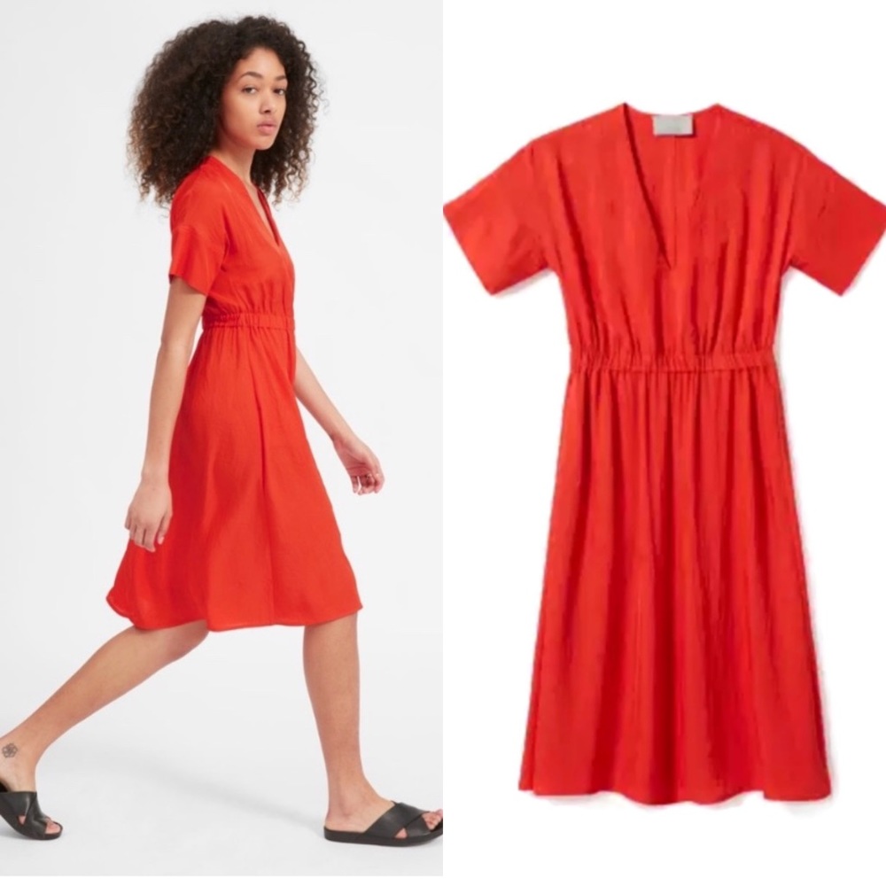Everlane Japanese GoWeave Light V-Neck Dress